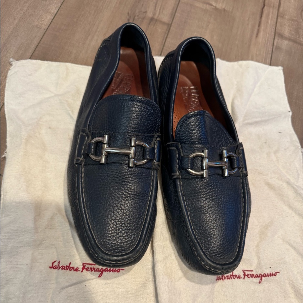 Salvatore Ferragamo loafers navy leather